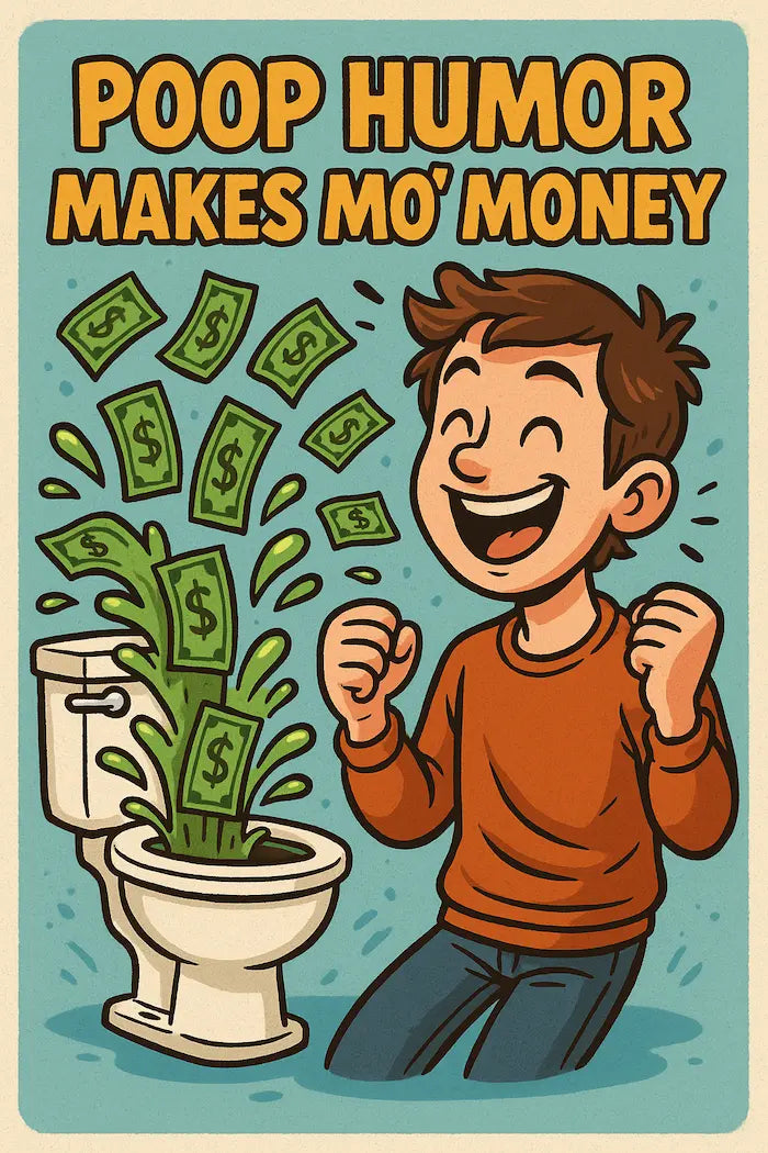 A colorful cartoon-style digital illustration of a smug Gen Z character sitting in a library, confidently sipping from a white toilet-shaped mug labeled "Sippy Cup of Shame."