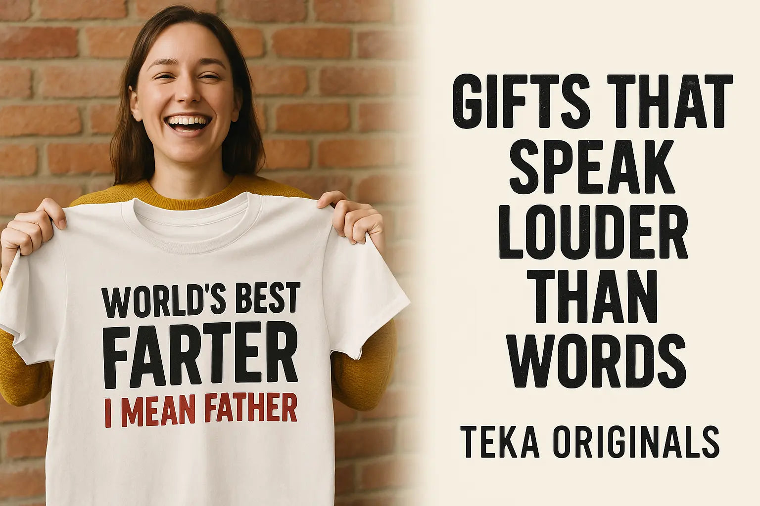 Dad wearing World’s Best Farter shirt and laughing with family