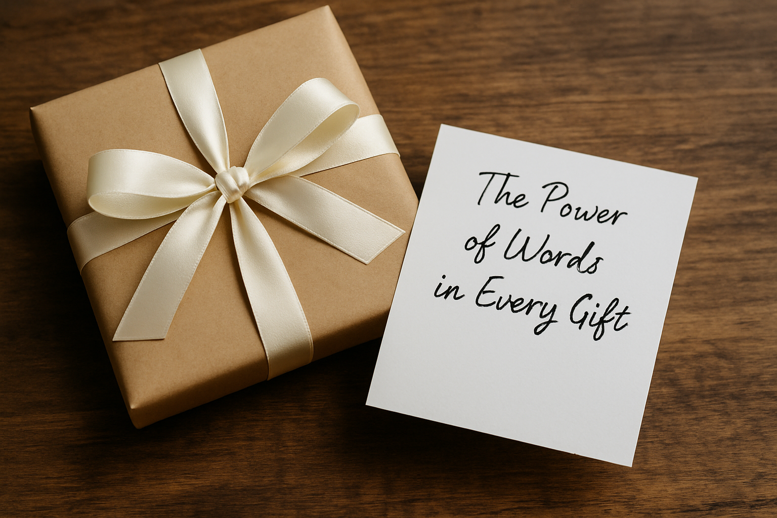 Handwritten note accompanying a wrapped gift