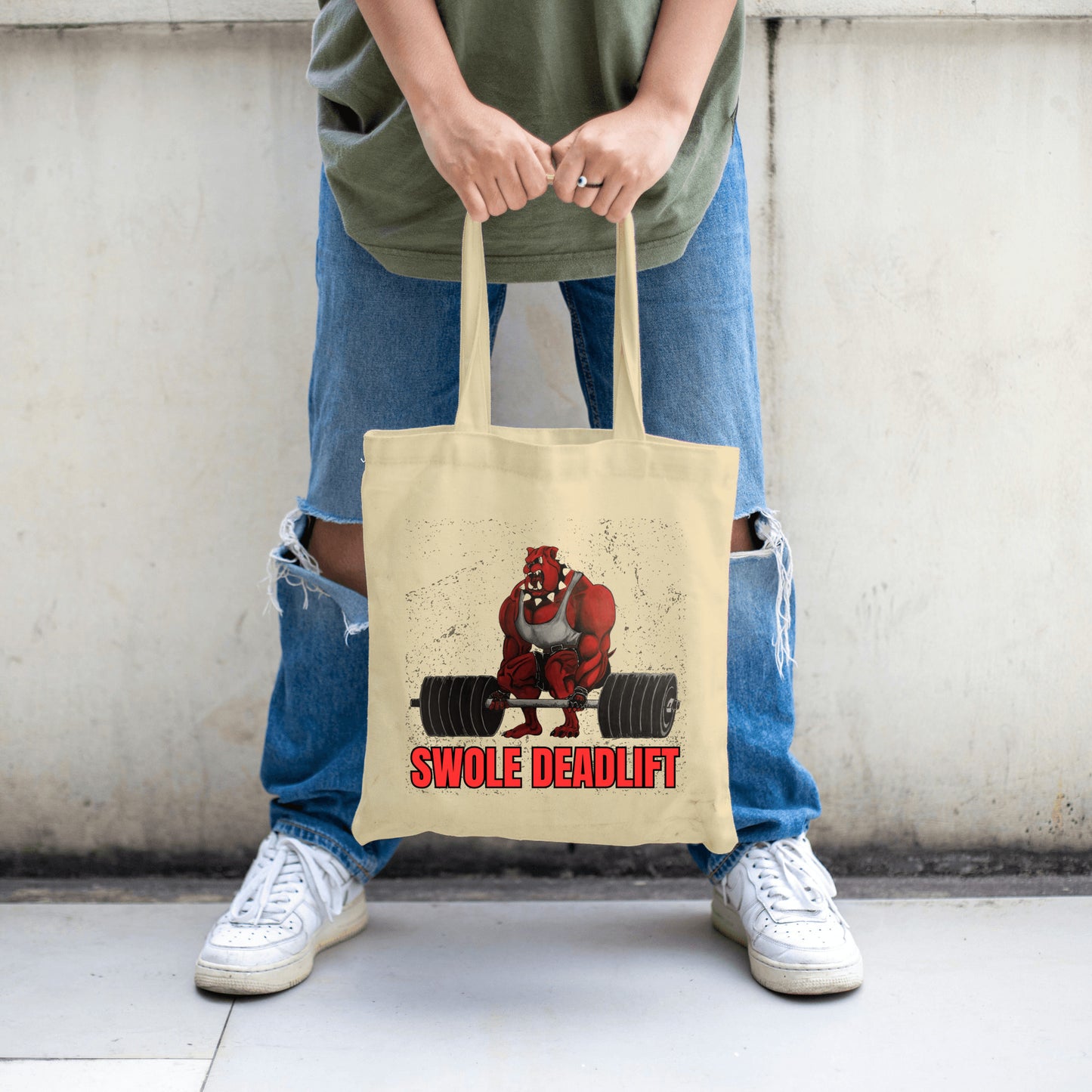 “Swole Patrol Tote Bag – Funny gym-inspired tote for lifters, fitness enthusiasts, and everyday use”