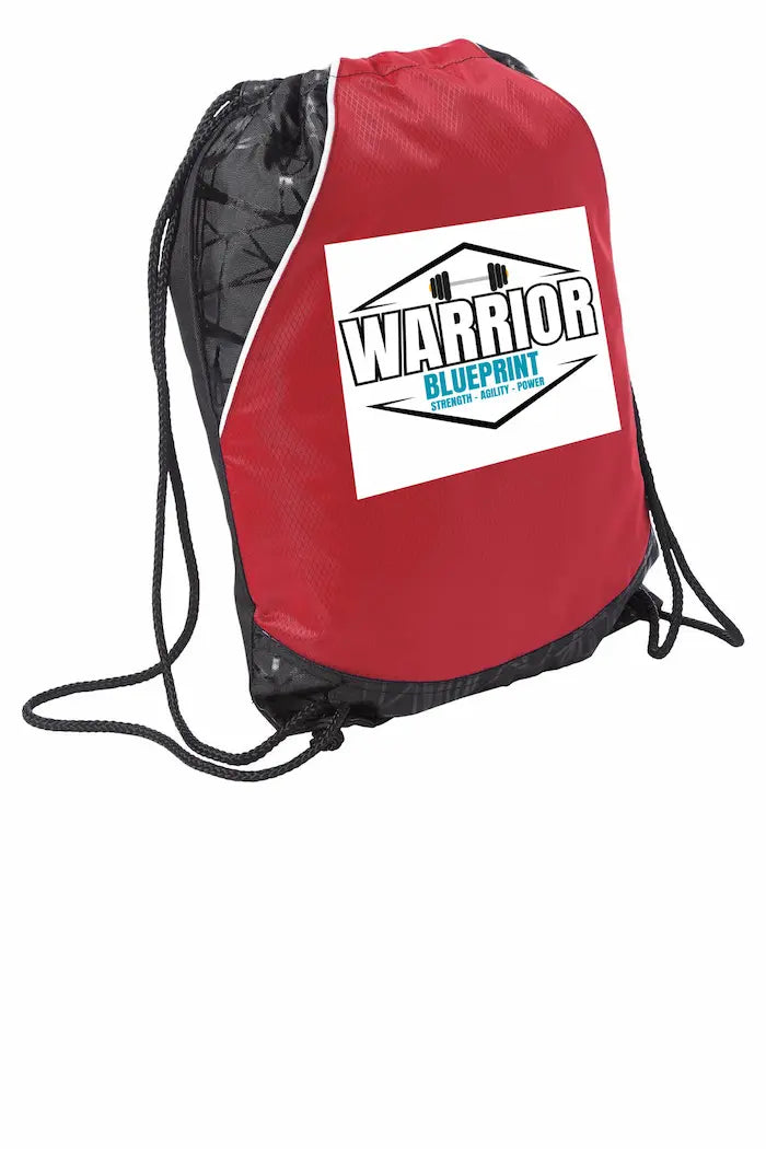 “Sport Tek gym duffel bag featuring Warrior Blueprint logo, durable design, and bold minimalist style — symbolizing strength and discipline.”