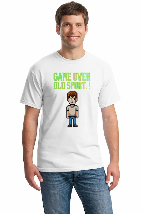 Game Over Old Sport retro video game T-shirt 80s 90s pixel art