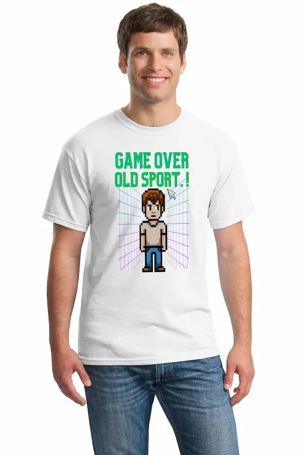 Game Over Old Sport retro video game T-shirt 80s 90s pixel art