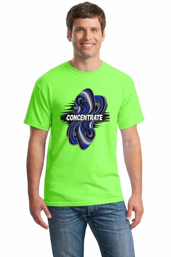 Concentrate Abstract Art T Shirt with warped optical illusion design pulling the eye inward