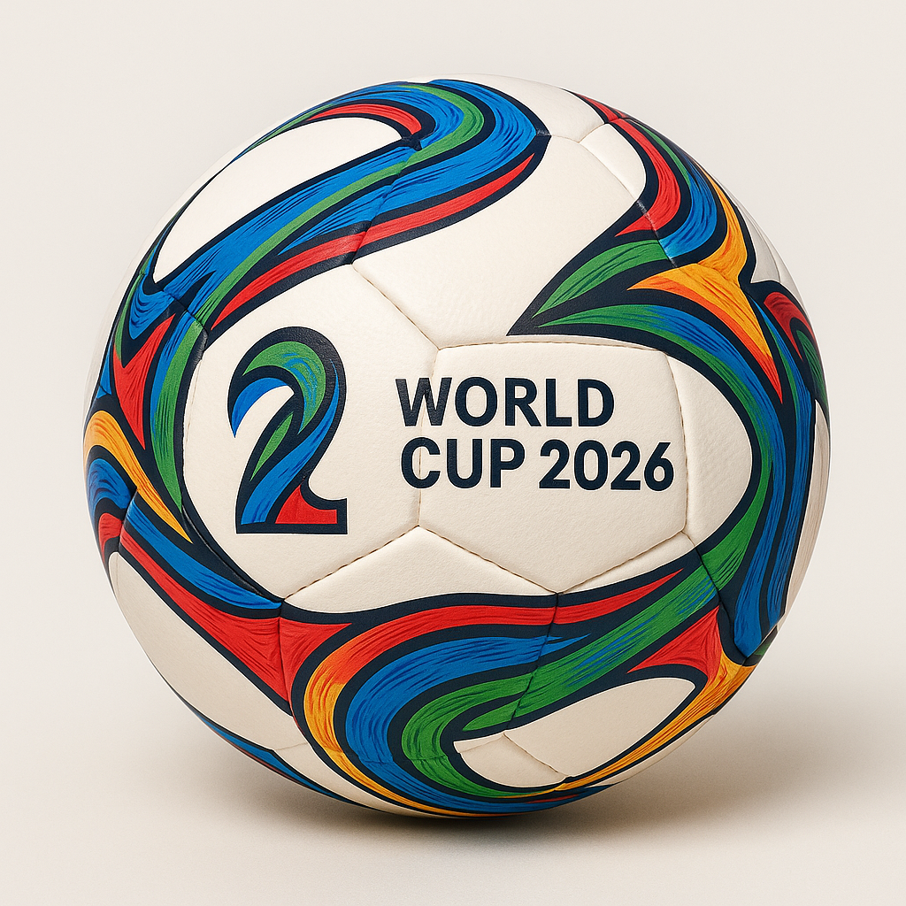 World Cup 2026 Ball Trionda design on a unisex cotton t-shirt, perfect for soccer fans and supporters of USA, Canada, and Mexico.
