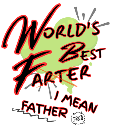 Dad holding his stomach and laughing while wearing “World’s Best Farter” shirt