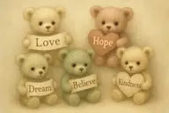 Collection of teddy bears with personalized messages and thoughtful designs, perfect for gifting and special occasions.