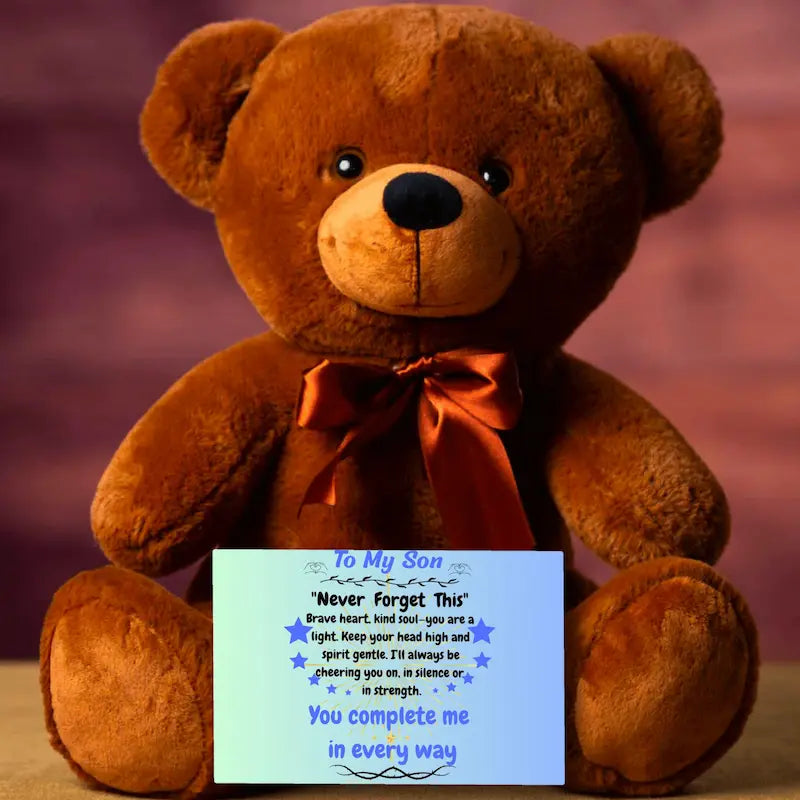 To My Son teddy bear message Our Greatest Gift plush