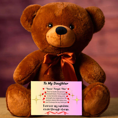 Inspirational poem plaque titled "To My Daughter – My Brightest Light" with floral and playful cartoon elements and a loving message.