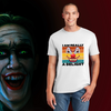 Funny graphic design featuring a chaotic, colorful clown and the phrase “I Am Really A Delight,” styled with bold humor and playful sarcasm.