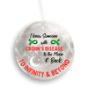 White awareness ribbon ornament reading “I KNOW SOMEONE WITH CROHN’S DISEASE” designed to support Crohn’s research and raise chronic illness awareness.