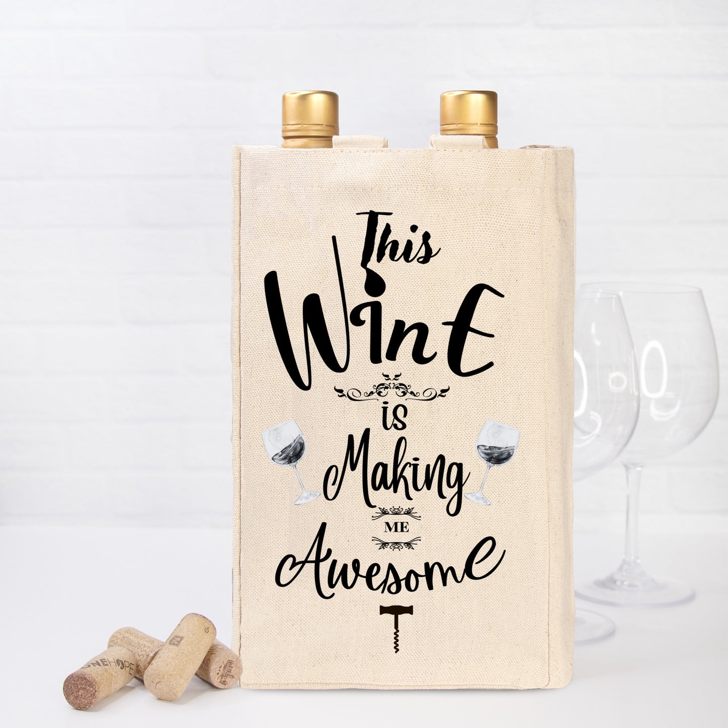 Canvas Wine Tote Bag | THIS WINE IS MAKING ME AWESOME