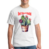 A bold graphic T-shirt with the phrase “Don’t Hug A Cactus – Seriously Sharp!” featuring a cartoon cactus with attitude, warning people to back off.

