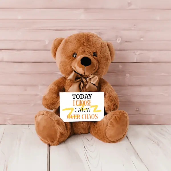 Teddy Bear Emotional Message- I CHOOSE CALM OVER CHAOS plush for mindfulness