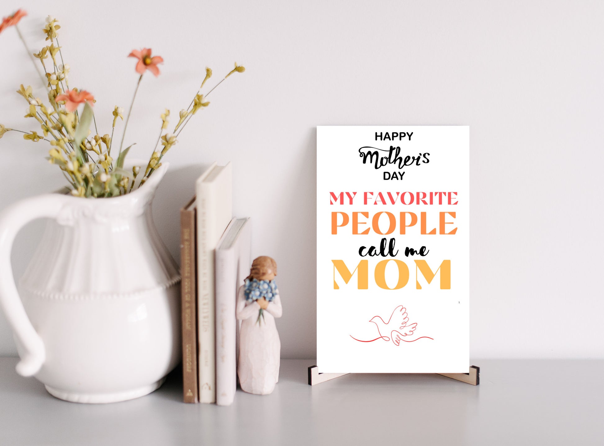 Wooden hanging plaque with “My Favorite People Call Me Mom” quote – rustic Mother’s Day gift for moms and grandmas.