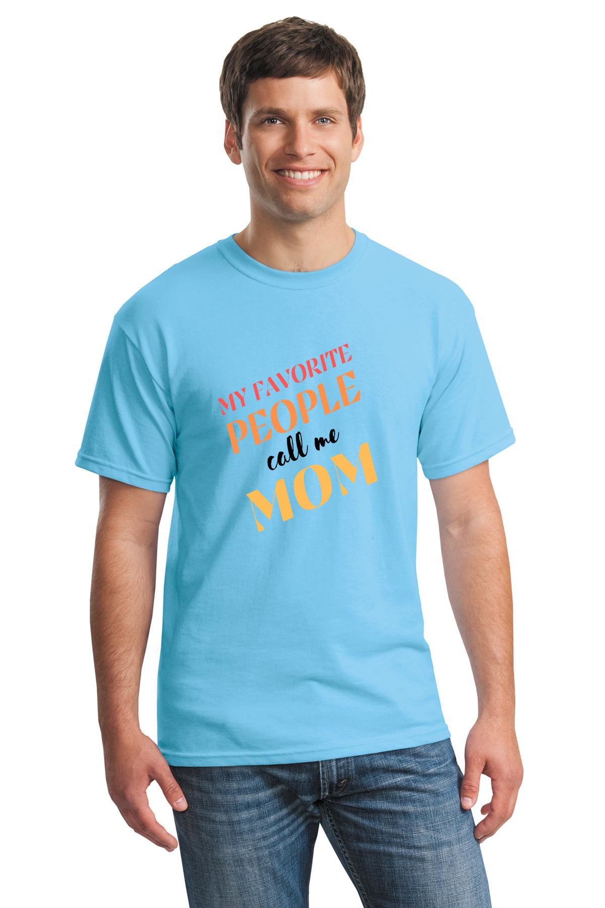 “My Favorite People Call Me Mom t‑shirt in charcoal with bold circular badge design”