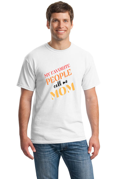 “My Favorite People Call Me Mom t‑shirt in charcoal with bold circular badge design”