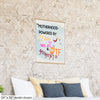 Funny Mother’s Day wall sign – “Motherhood Powered By Win, WiFi, & WTF Moments” hanging canvas quote décor for moms.

