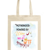Funny Mother’s Day tote bag – “Motherhood Powered By Win, WiFi, & WTF Moments” quote bag for moms.