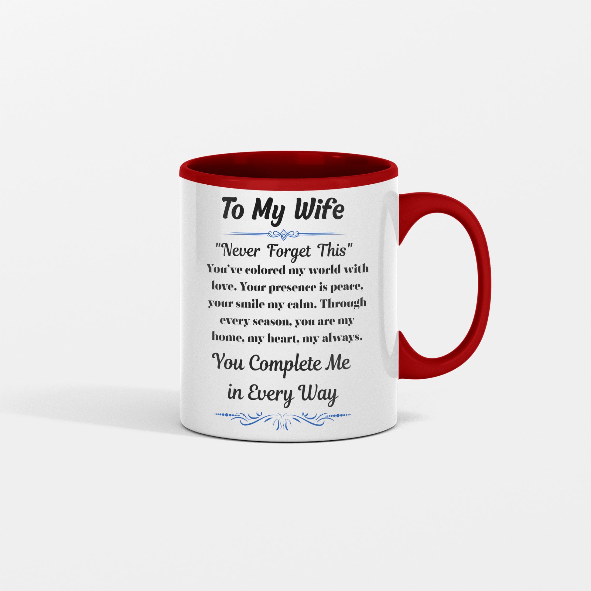 Romantic message card titled "To My Wife" featuring a heartfelt poem and soft decorative elements, expressing deep love and appreciation for a devoted partner.