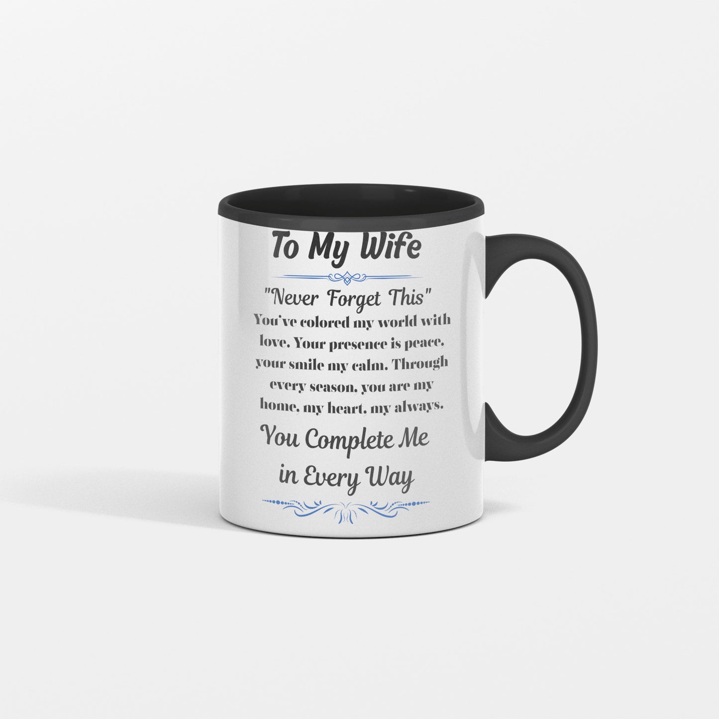 Romantic message card titled "To My Wife" featuring a heartfelt poem and soft decorative elements, expressing deep love and appreciation for a devoted partner.