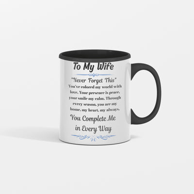 Romantic message card titled "To My Wife" featuring a heartfelt poem and soft decorative elements, expressing deep love and appreciation for a devoted partner.