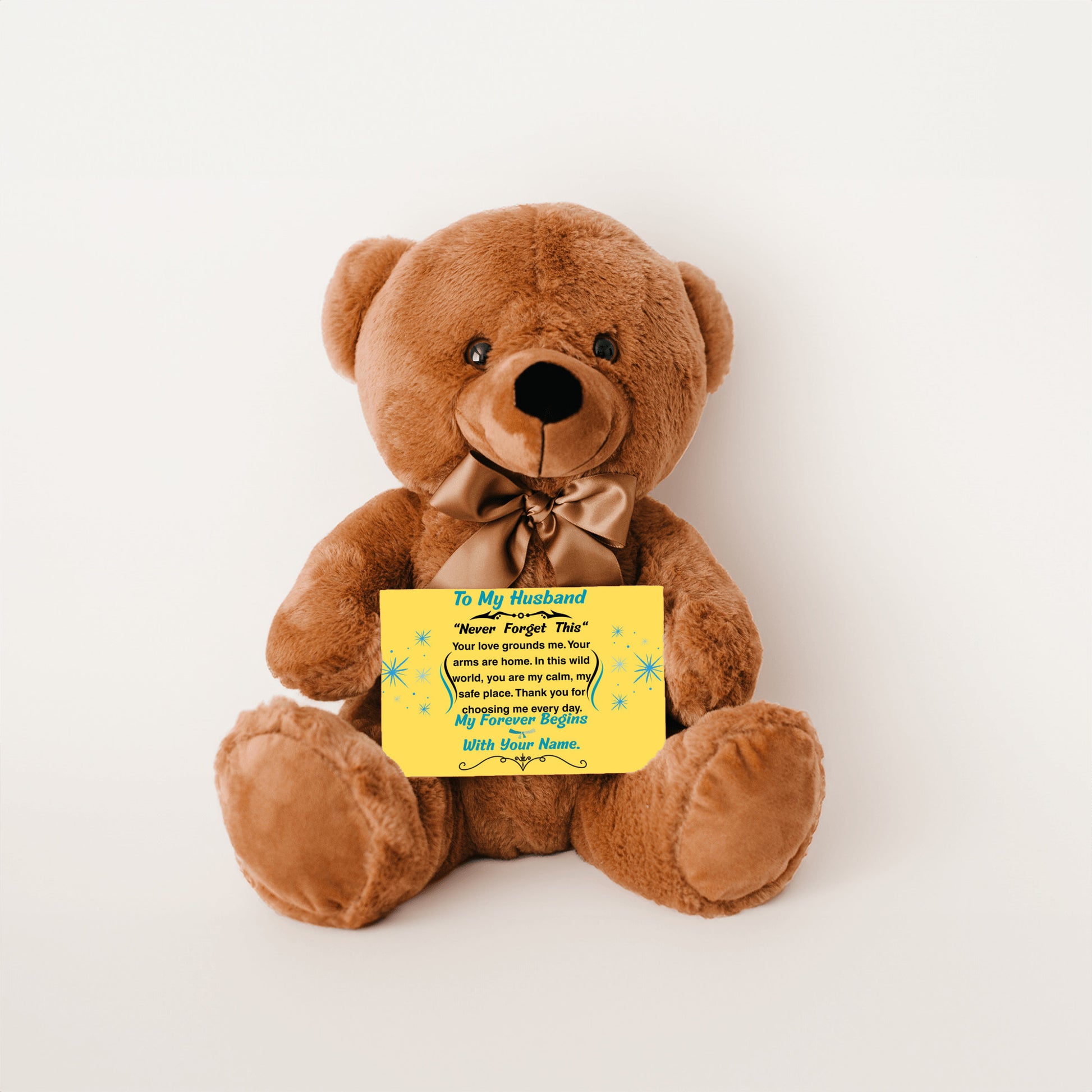 Romantic message plaque titled "To My Husband – My Steady Heartbeat" with a loving short poem and bold design style.