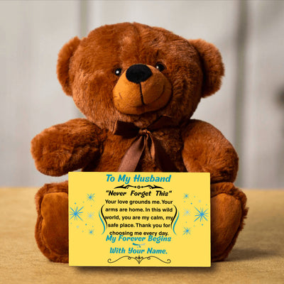 Romantic message plaque titled "To My Husband – My Steady Heartbeat" with a loving short poem and bold design style.