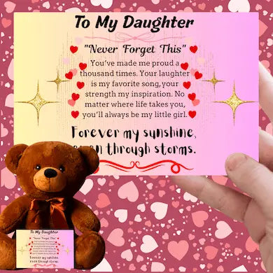 Teddy Bear Heartfelt Message Card To My Daughter