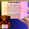 Inspirational poem plaque titled "To My Daughter – My Brightest Light" with floral and playful cartoon elements and a loving message.