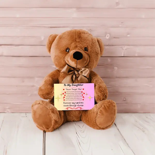 Teddy Bear Heartfelt Message Card To My Daughter plush gift