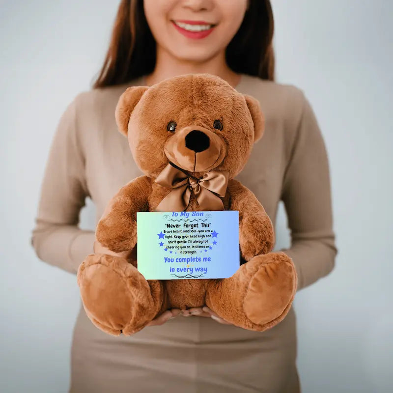 To My Son teddy bear message Our Greatest Gift plush