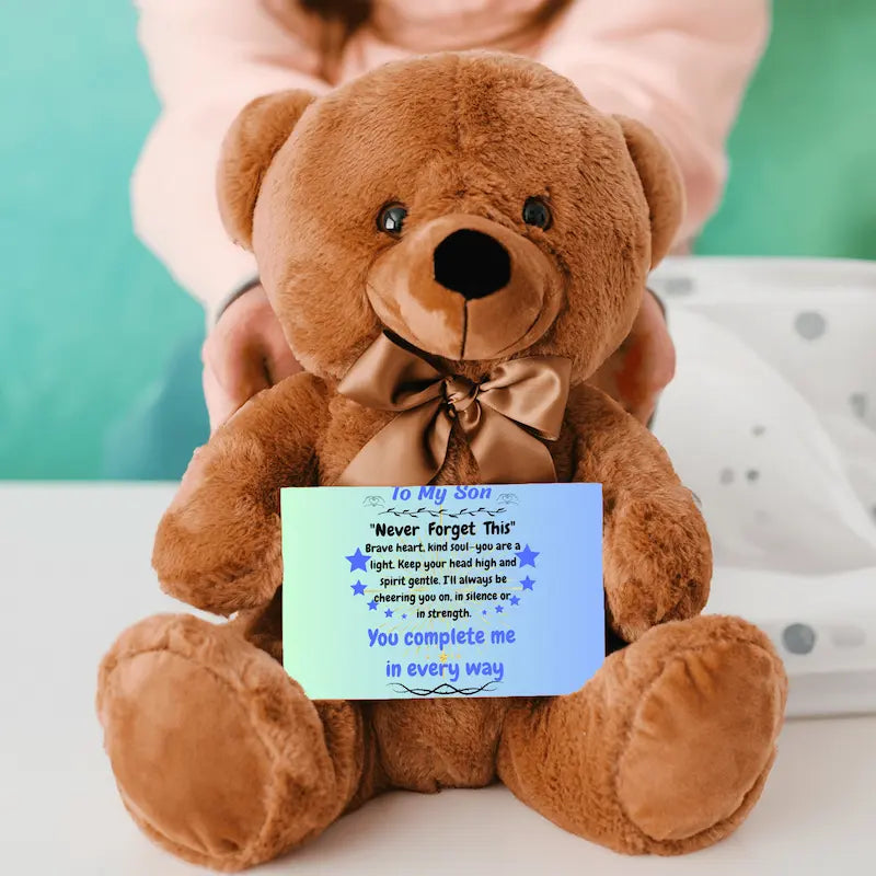 To My Son teddy bear message Our Greatest Gift plush