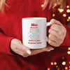 White ceramic coffee mug with the heartfelt quote “MOM, OUR GREATEST BLESSING” in elegant script – perfect for Mother’s Day or daily appreciation.
