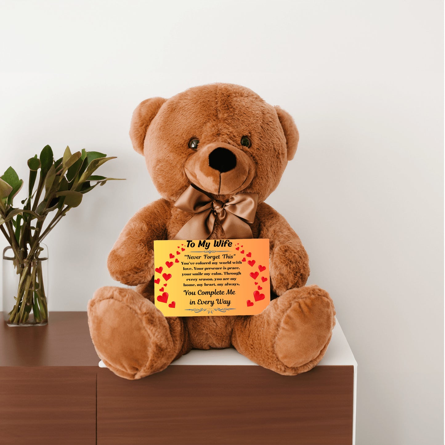 Romantic message card titled "To My Wife" featuring a heartfelt poem and soft decorative elements, expressing deep love and appreciation for a devoted partner.