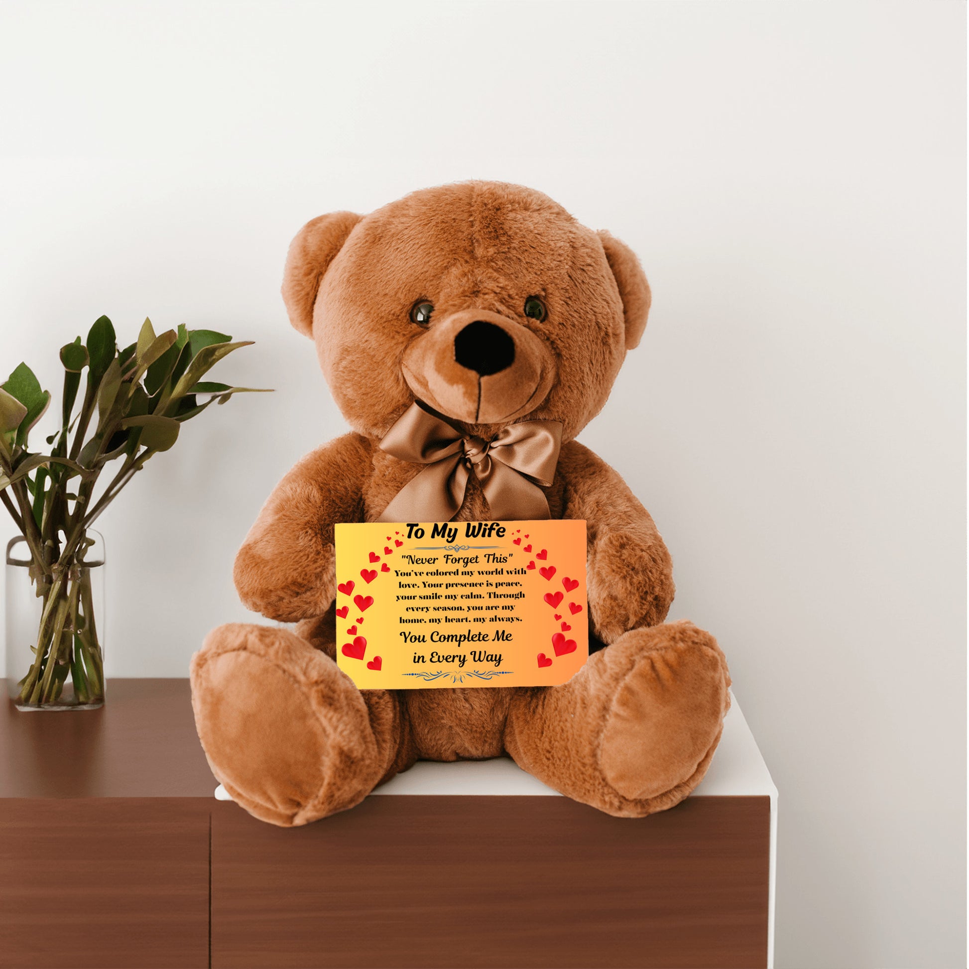 Romantic message card titled "To My Wife" featuring a heartfelt poem and soft decorative elements, expressing deep love and appreciation for a devoted partner.