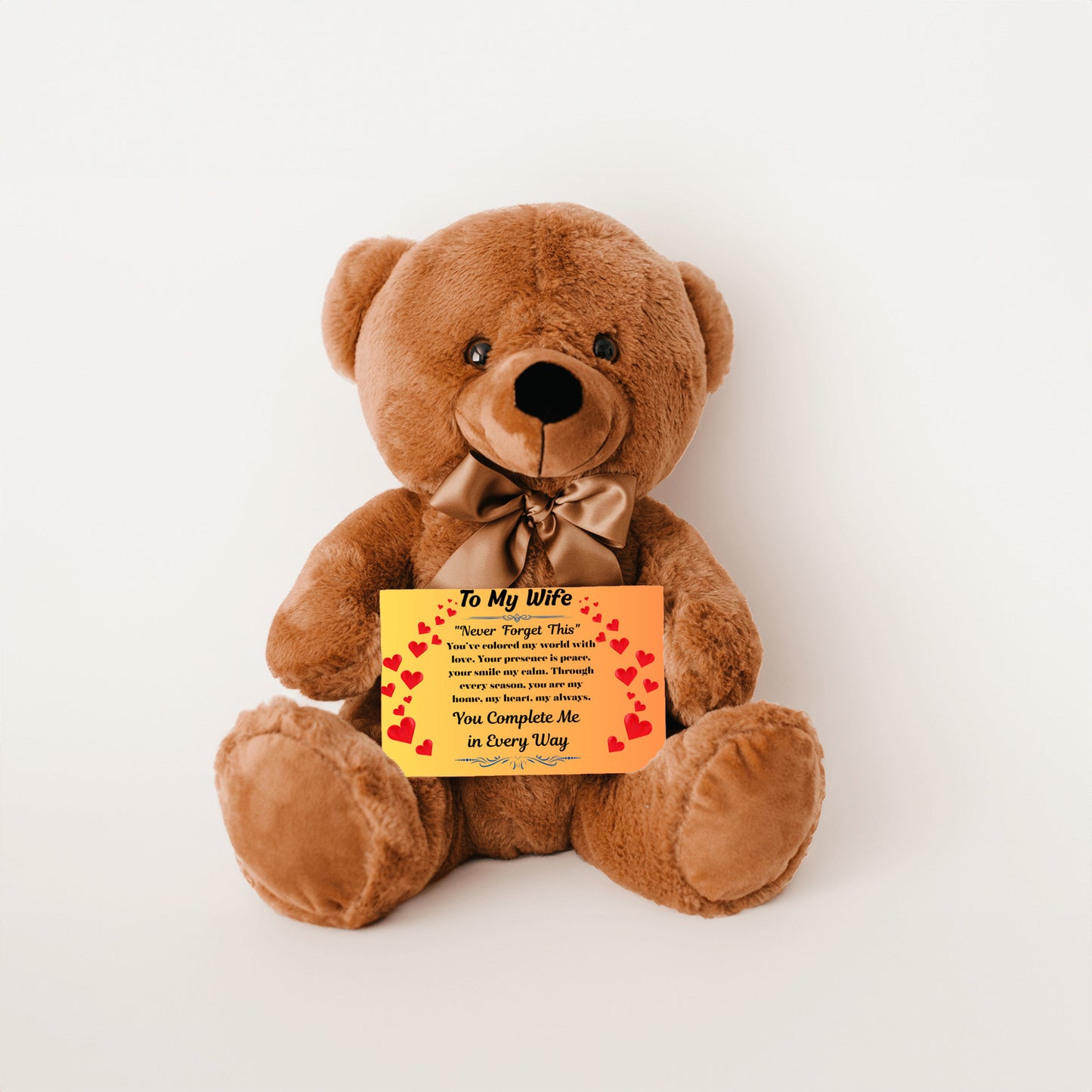 Romantic message card titled "To My Wife" featuring a heartfelt poem and soft decorative elements, expressing deep love and appreciation for a devoted partner.