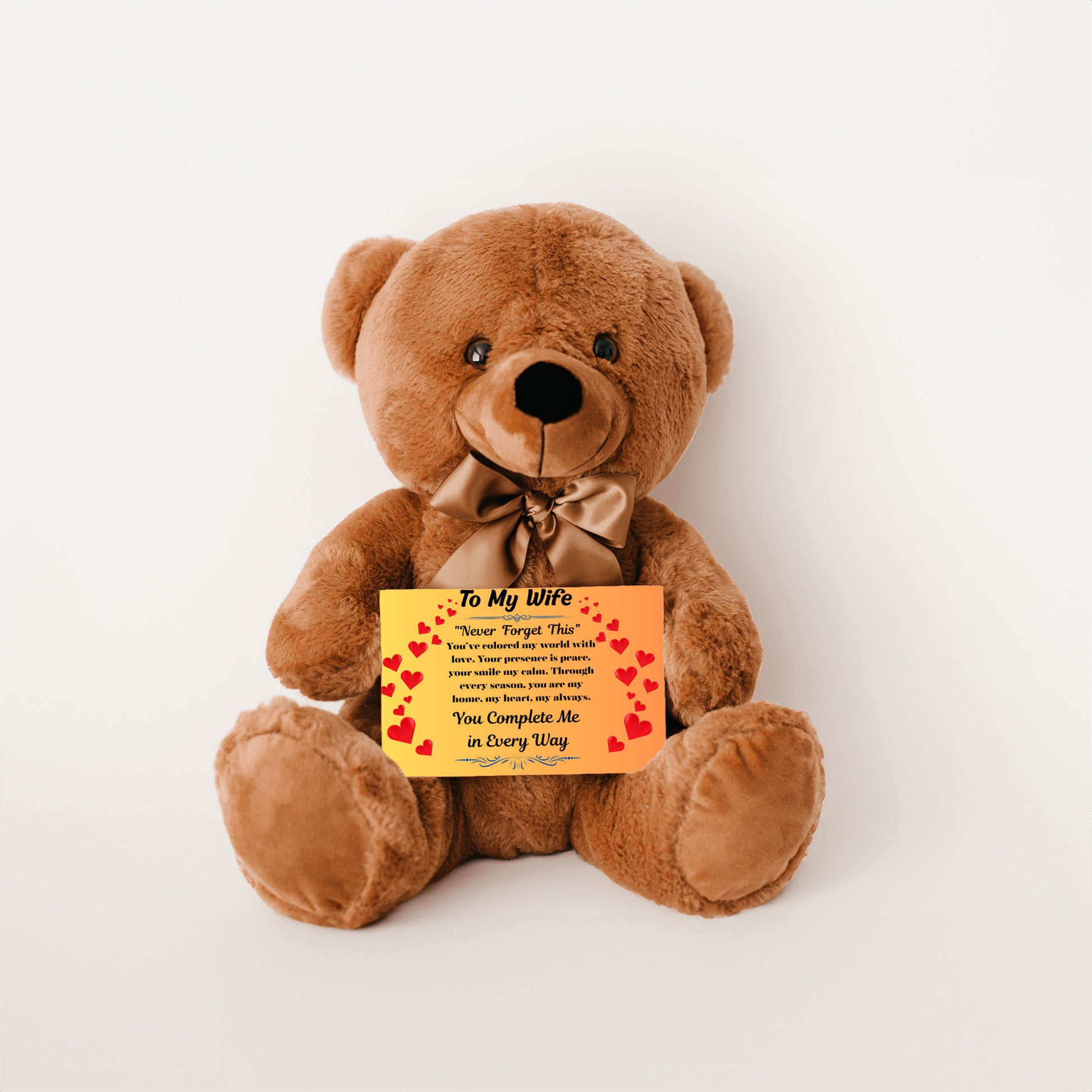 Romantic message card titled "To My Wife" featuring a heartfelt poem and soft decorative elements, expressing deep love and appreciation for a devoted partner.