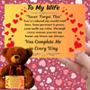 Romantic message card titled "To My Wife" featuring a heartfelt poem and soft decorative elements, expressing deep love and appreciation for a devoted partner.