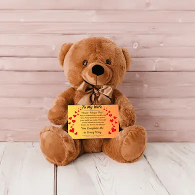 Romantic message card titled "To My Wife" featuring a heartfelt poem and soft decorative elements, expressing deep love and appreciation for a devoted partner.