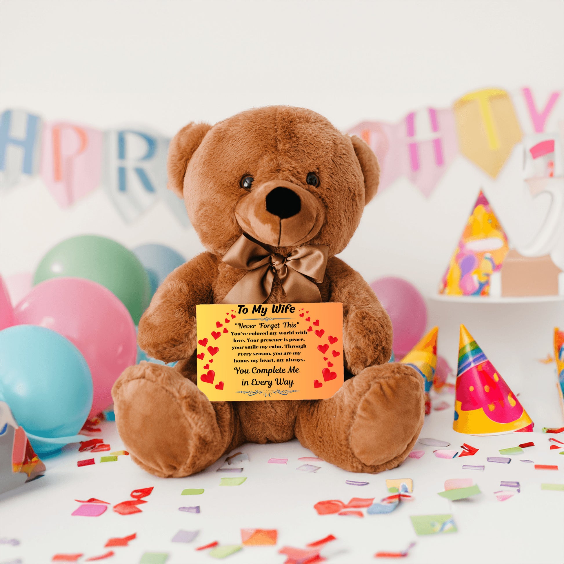 Romantic message card titled "To My Wife" featuring a heartfelt poem and soft decorative elements, expressing deep love and appreciation for a devoted partner.