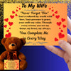 Romantic message card titled "To My Wife" featuring a heartfelt poem and soft decorative elements, expressing deep love and appreciation for a devoted partner.