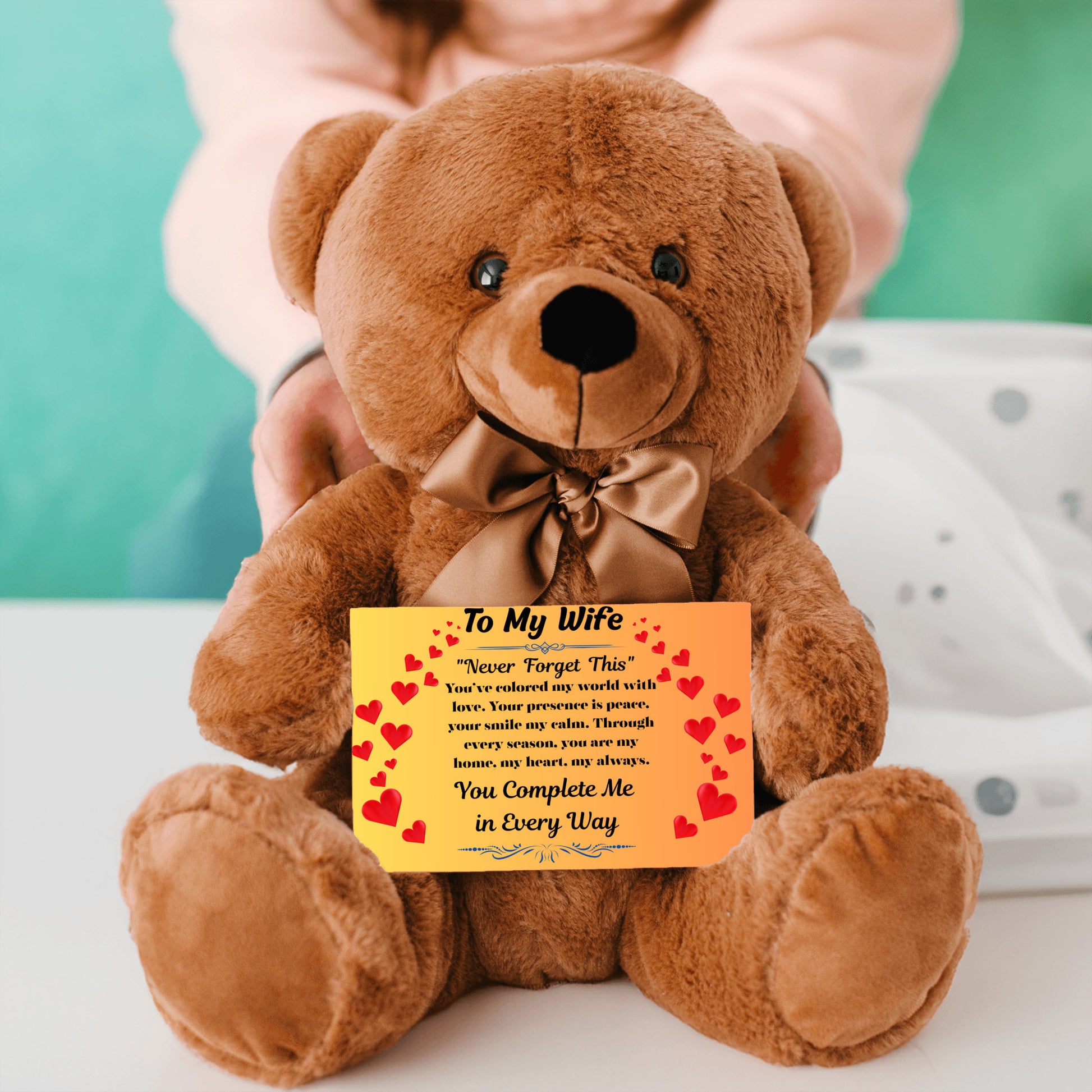Romantic message card titled "To My Wife" featuring a heartfelt poem and soft decorative elements, expressing deep love and appreciation for a devoted partner.