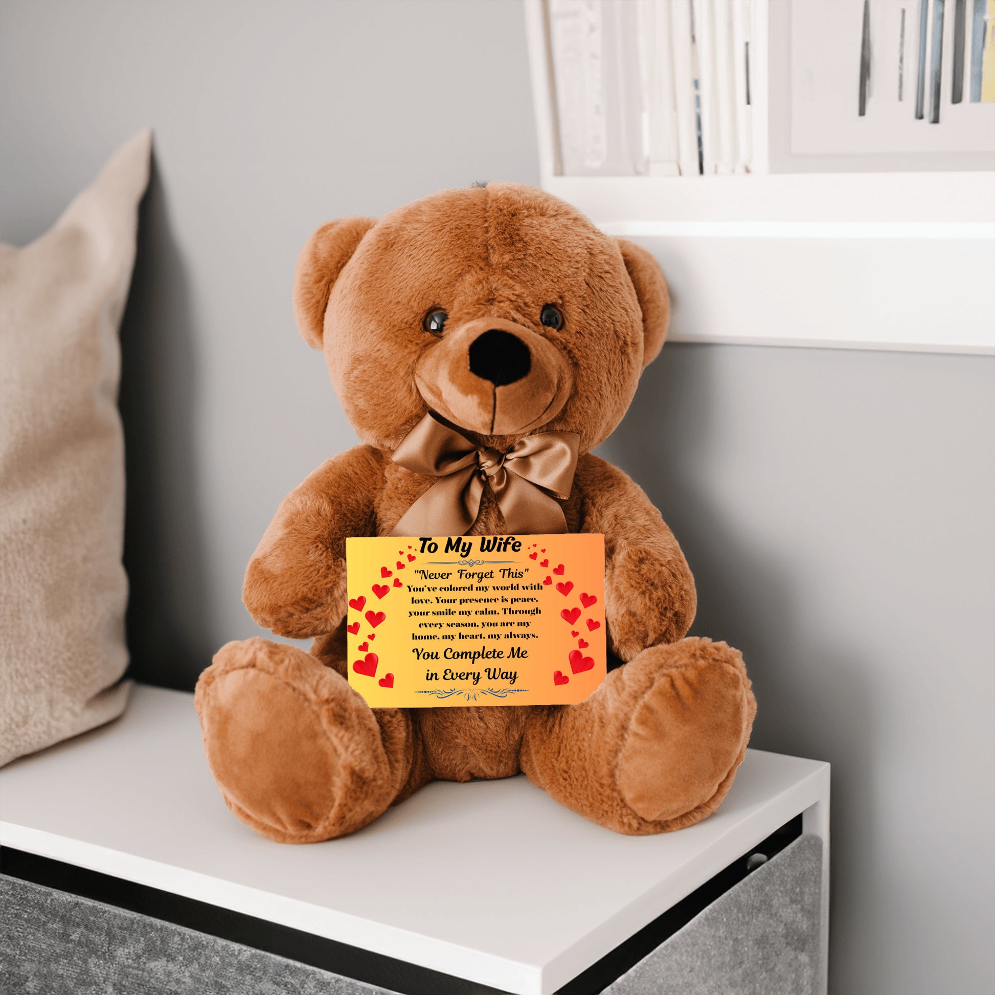 Romantic message card titled "To My Wife" featuring a heartfelt poem and soft decorative elements, expressing deep love and appreciation for a devoted partner.