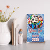 Bold graphic design featuring “WORLD CUP USA 2026” in patriotic red, white, and blue with a humorous or high-energy soccer theme.

