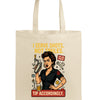 "Canvas tote bag featuring the quote 'I Serve Shots, Not Smiles' in bold, edgy lettering – perfect for bartenders and servers."