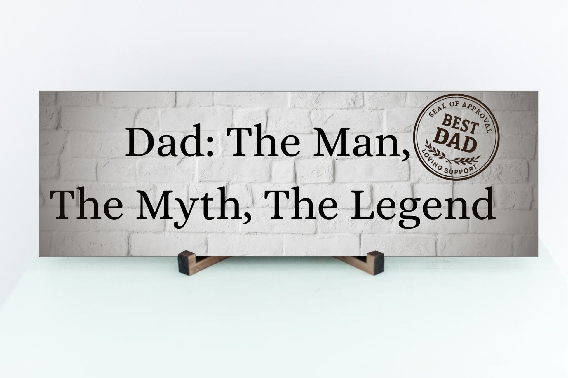 “Gift plaque for dad mounted in a man cave wall.”