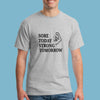 Man lifting weights in grey “Sore Today Strong Tomorrow” custom t shirt