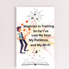 “Close-up of vibrant lettering on magic-themed wall sign”
