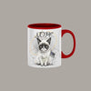 "Custom coffee mug with angry cartoon cat and sarcastic NOPE quote"